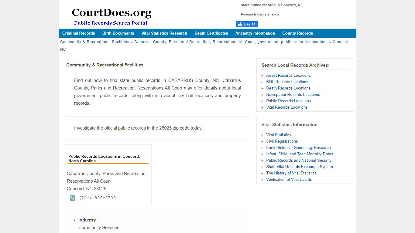 Concord, NC Public Records - Cabarrus County, Parks and Recreation ...